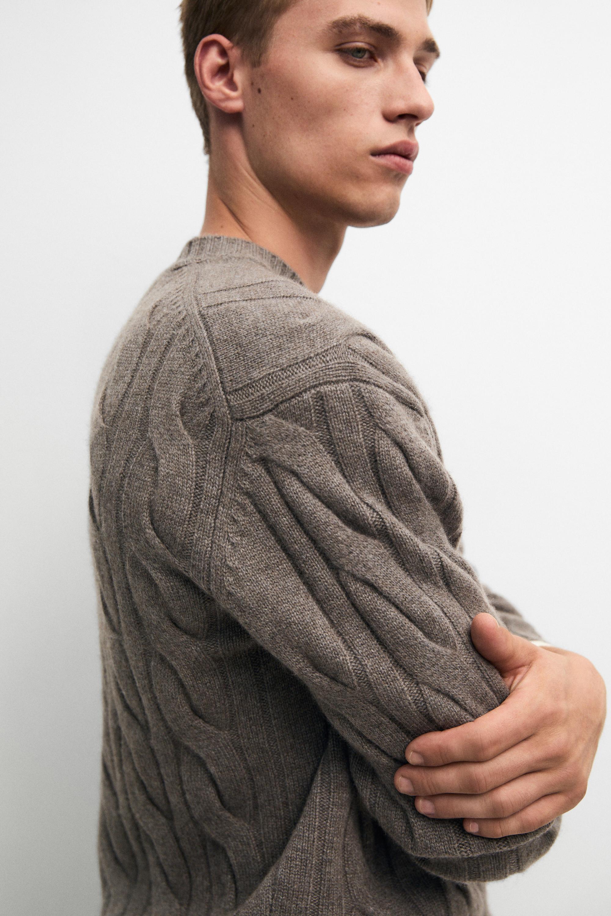 100% cashmere cable knit sweater